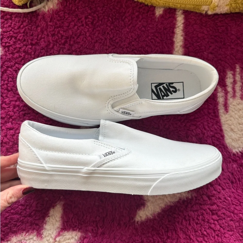 Vans Classic White Canvas Slip-Ons - Picture 3 of 4
